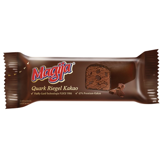 Frischkaasbereiding met stukjes chocolade omhuld met cacaohoudende vetglazuur