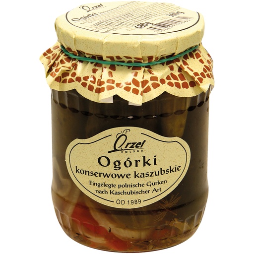 Огурцы маринованные по-кашубски, пастеризованные.