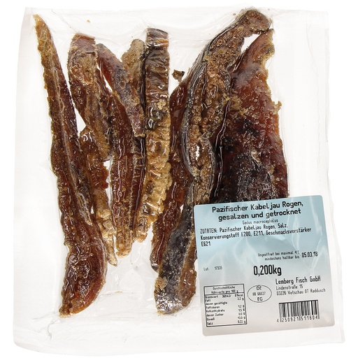 Икра тихоокеанской трески, соленая и сушеная