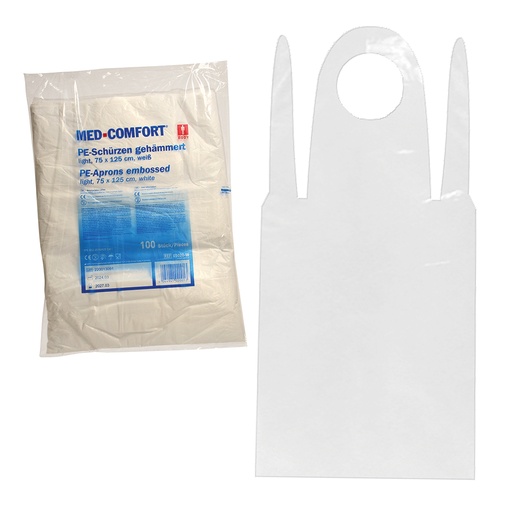 Одноразовый фартук, белый, размер 75х125см, 100 штук в пакет