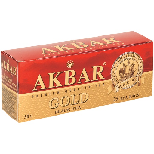 Чай АКБАР "ГОЛД" черный байховый мелкий 25 пак. с/я х 2 г.