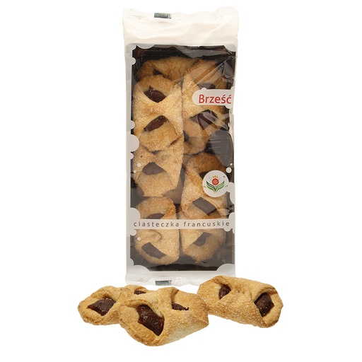 Bladerdeeggebak, met fruit-topping - frambozensmaak, bestroo