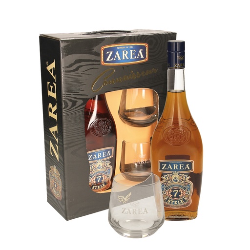 Likeur ""ZAREA 7 Stele Connaisseur"" 40% vol. met 2 glazen
