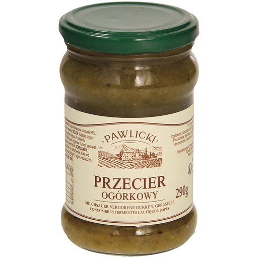 Melkzuur gefermenteerde komkommers, geraspt. Gepasteuriseerd