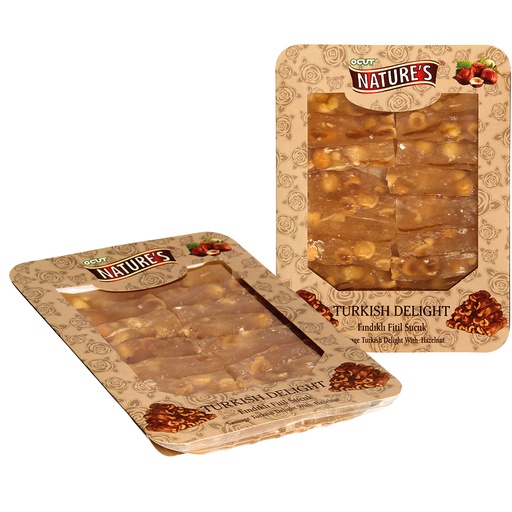 Turkse gelei suikergoed specialiteit ""Lokum"" met hazelnote