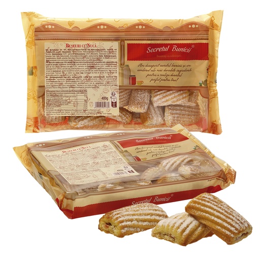 Печенье с 16% начинкой из грецкого ореха и арахиса со вкусом