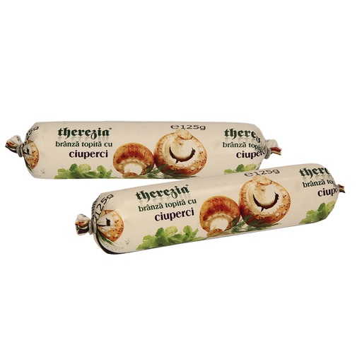 Roemeense gesmolten kaas bereid met 1% champignons en kruide