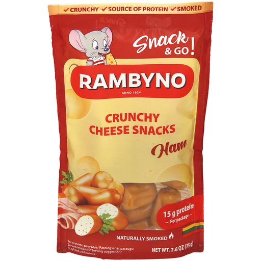 Smeltkaasbereiding "Rambyno" met gekookte ham, gerookt, 45% vet in de droge stof