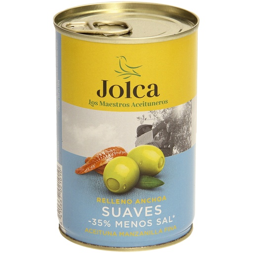 Groene olijven met ansjovivulling. Gepasteuriseerd.