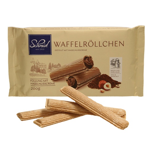 Wafelrolletjes met hazelnootpasta