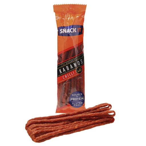 Kabanos met chili en met varkensproteïne.