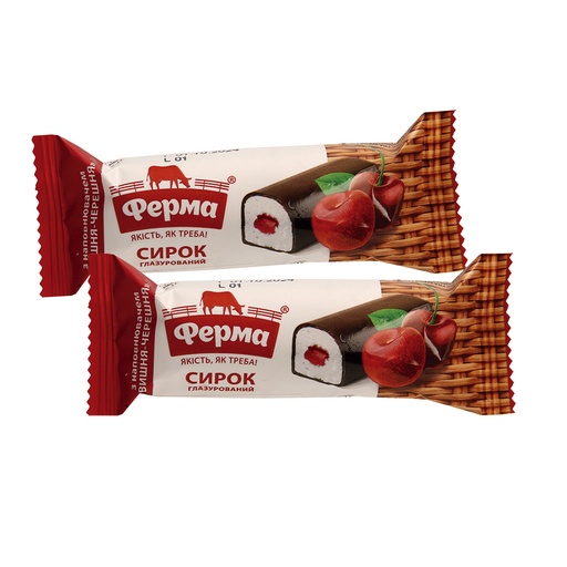 Reep van verse kaasbasis met vulling met kersensmaak