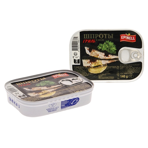 Gegrilde sprotten in olie