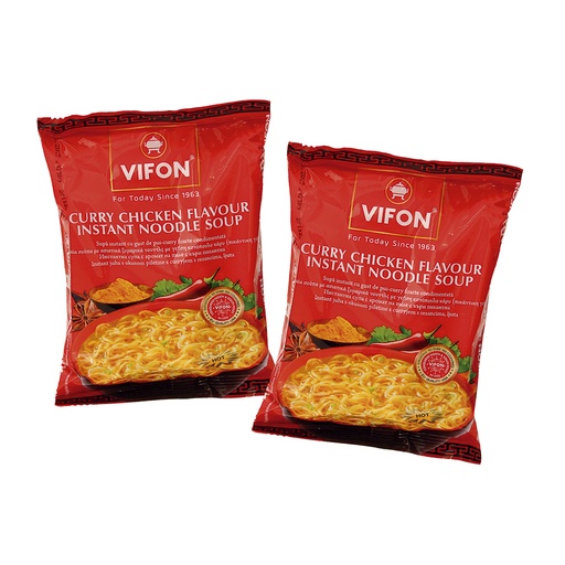 Instant-noedels met kip-curry-smaak, pittig