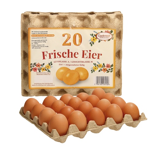 Verse eieren - uitgerust met een kooi van 20 st.