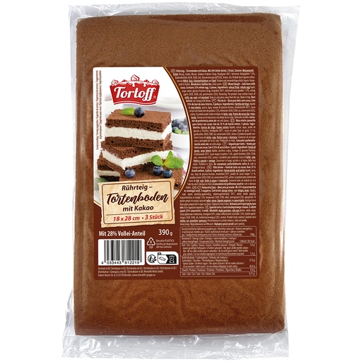"TORTOFF" Roerdeeg - Taartbodem met cacao, 18 x 28 cm, 3 stuks
