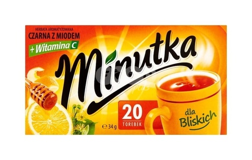 Minutka zwarte gearomatiseerde thee met honing