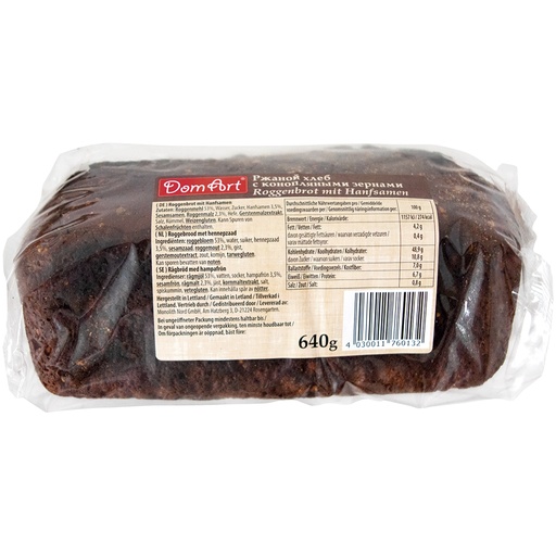 Roggebrood met hennepzaad.