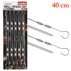 Шампуры, 10 шт. 40 см, 10 мм ширина, нержавеющая сталь 1,5 м